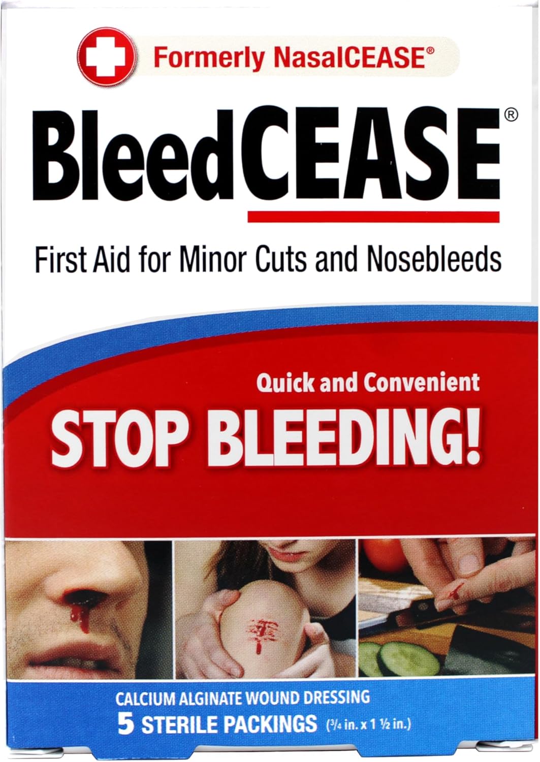 BleedCEASE First Aid Bandages, White – Pack of 5 for Emergencies BleedCEASE First Aid Bandages, White – Pack of 5 for Emergencies