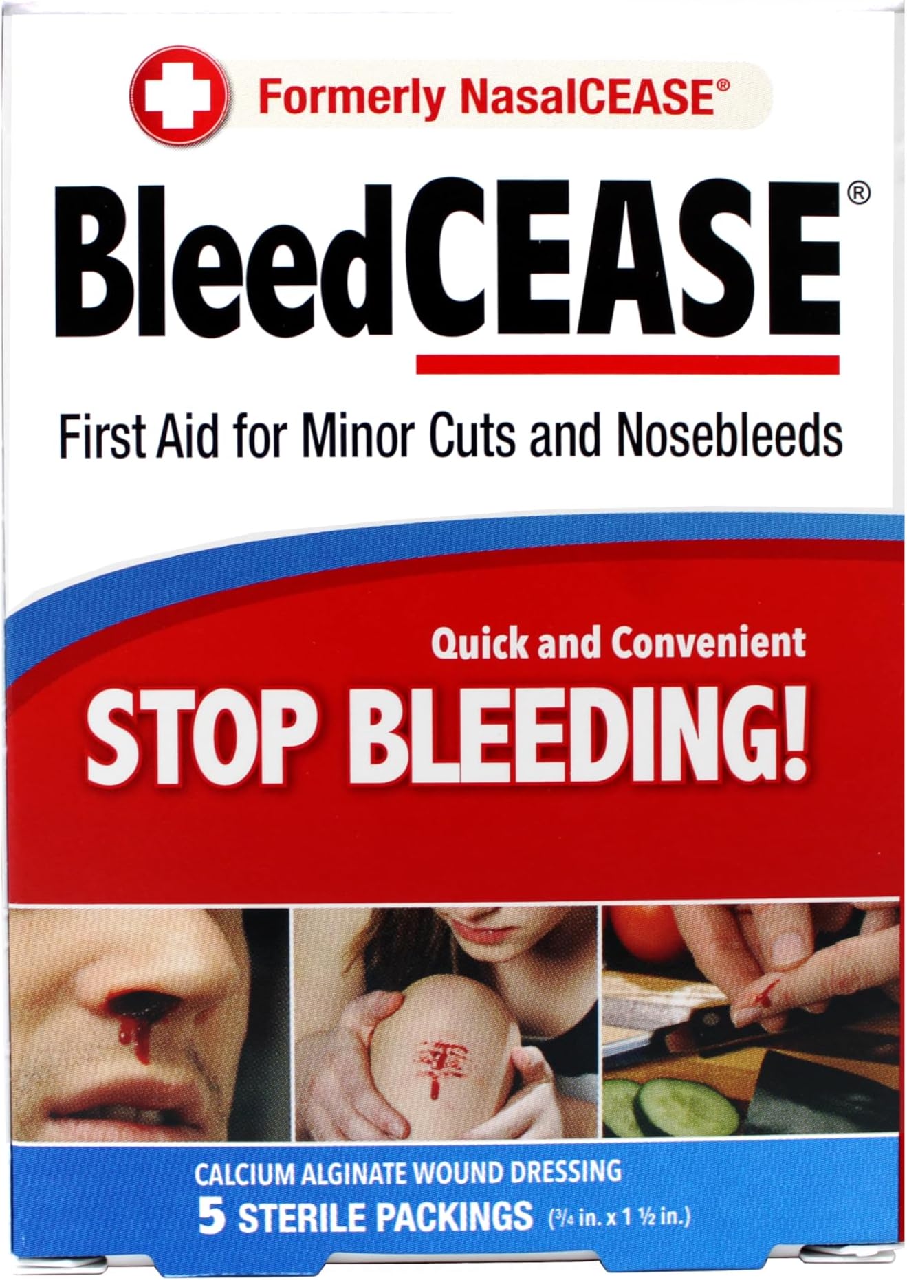 BleedCEASE First Aid, White, 5 Count