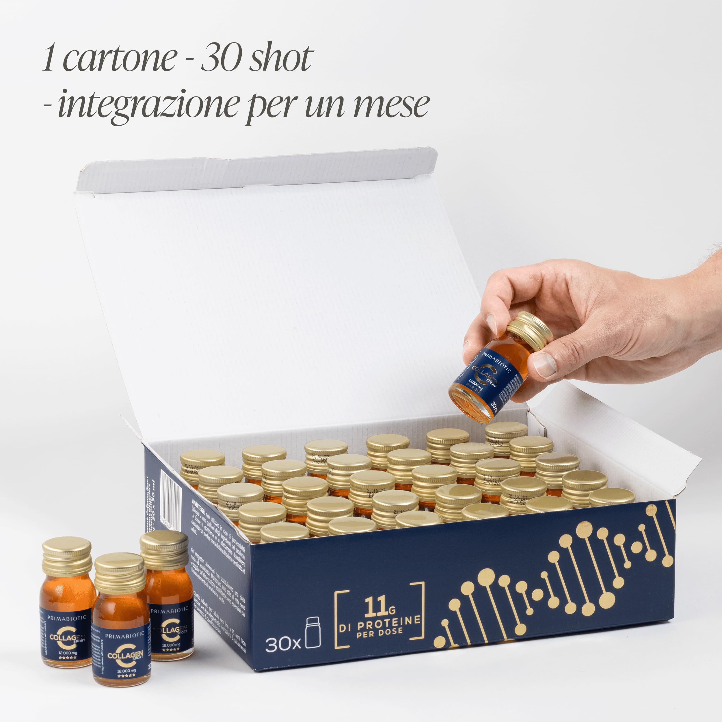 Primabiotic Collagen Sport 12000 mg | Collagene da Bere | 30 Flaconcini | Integratore Liquido con Acido Ortosilicico | Per Persone Attive e Sportivi | Gusto Ananas | Alto Contenuto di Proteine