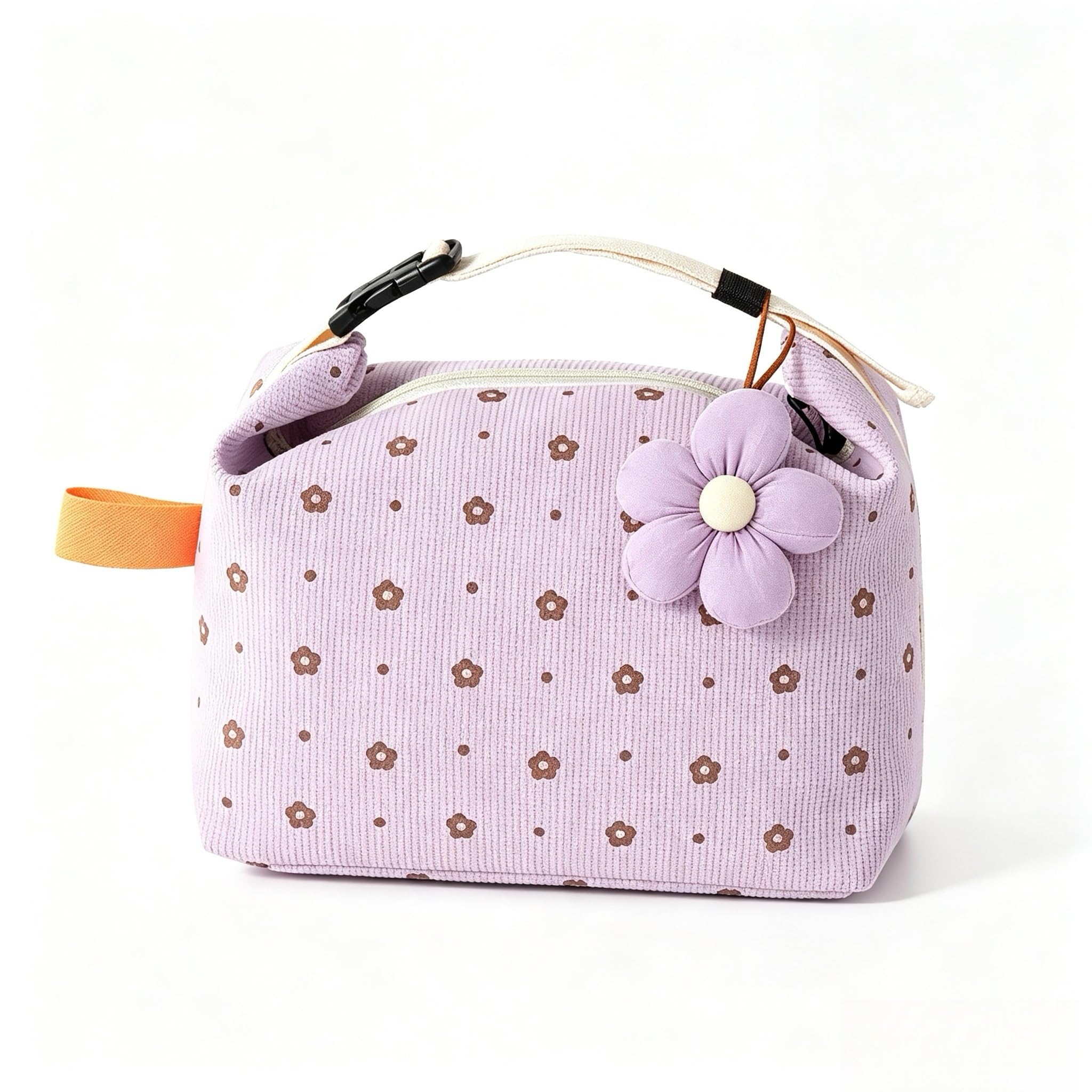 QZLSAYSL Corduroy Lunch Bag, with Name Tag，Purple