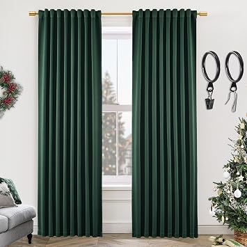 SHINELAND Christmas Green Blackout Curtains