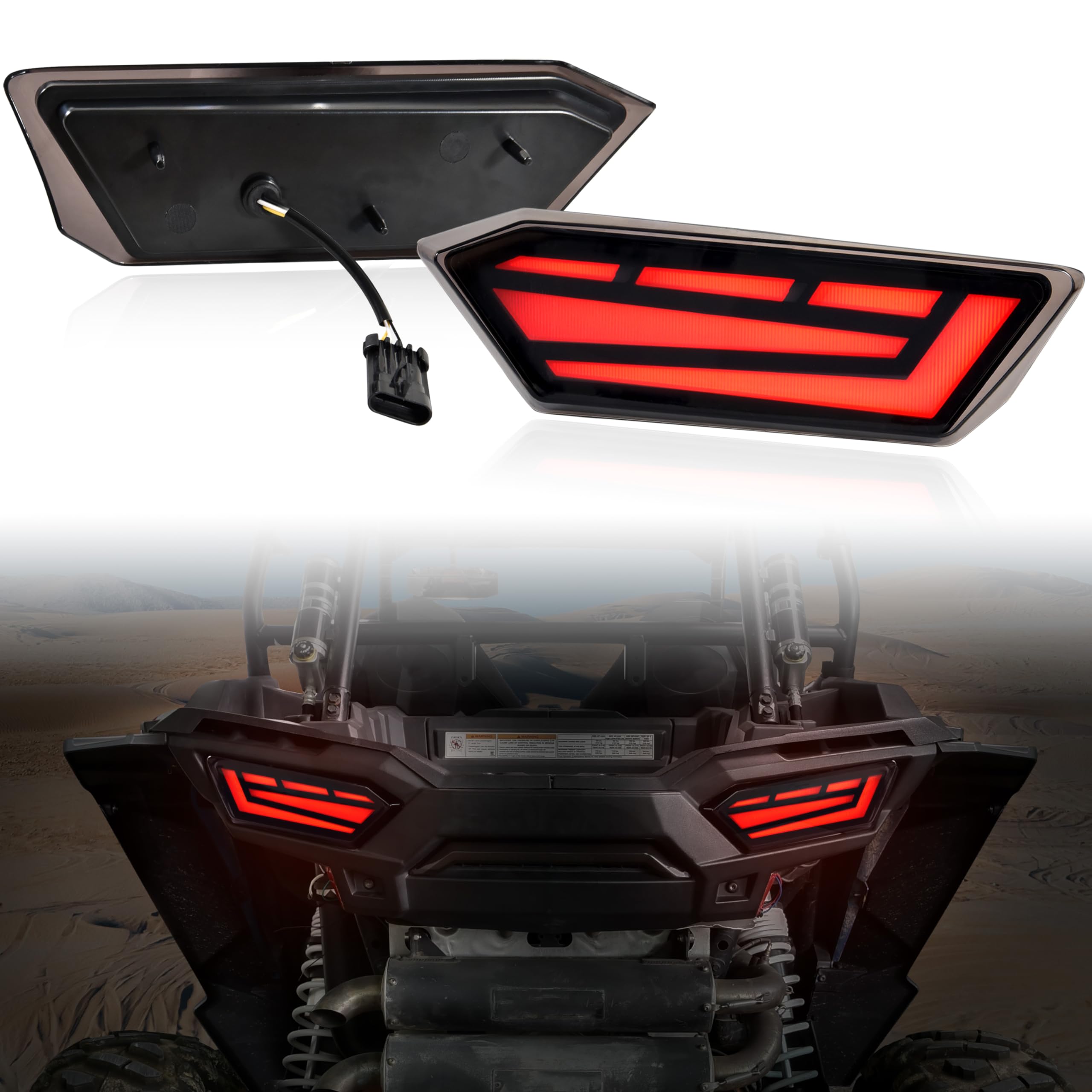 POKIAUTO Smoked Black Tail Lights for Polaris RZR 900 1000 S XP 4 Turbo 2014-2019/ RZR Trail S 900 1000 2020-2023 Accessories Rear Brake Stop Lights Tail Lamps Replace # OEM 2412341 2412342