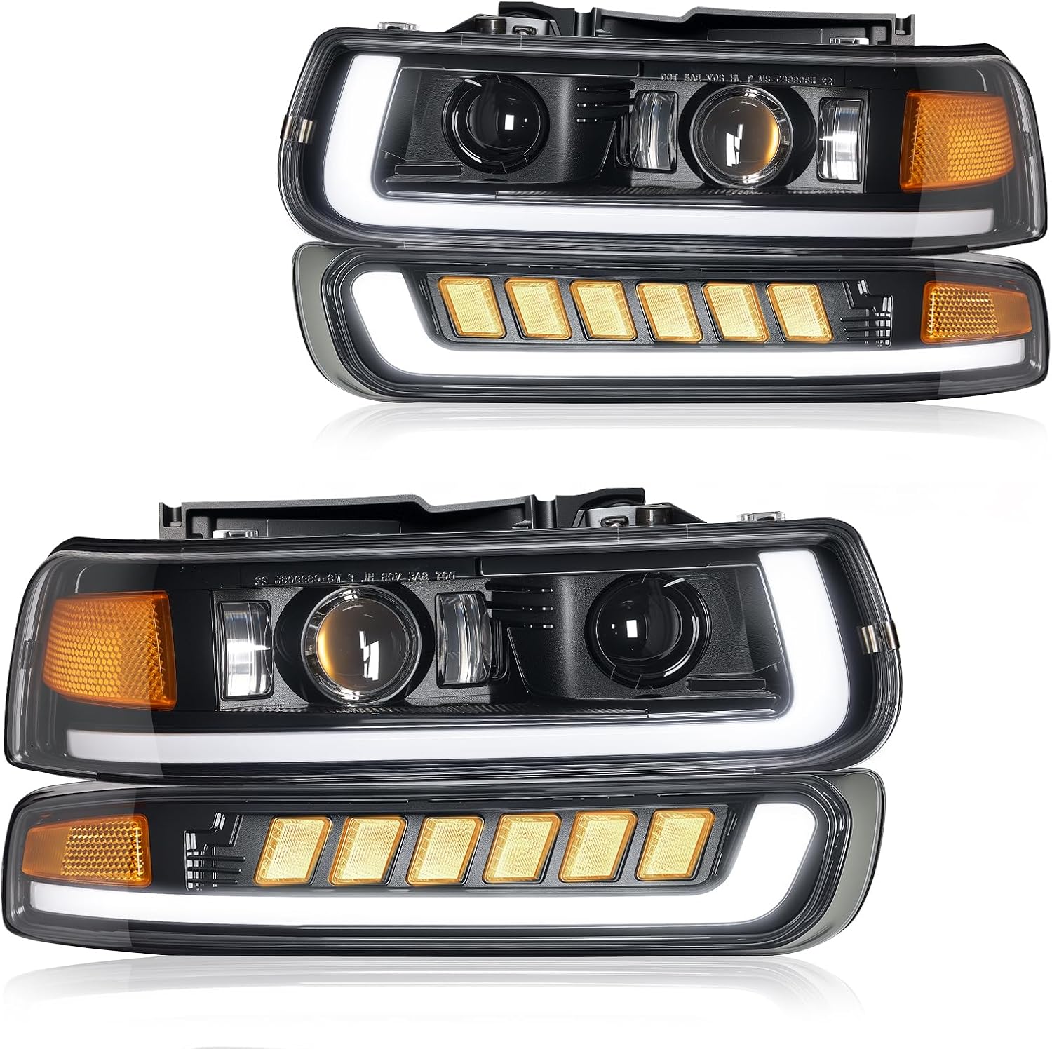 BDFHYK LED Headlight Compatible with 2003-2006 Chevy Silverado 1500 2500 3500 HD 2003 2004 2005 2006, Compatible with 2003-2006 Chevy Avalanche 1500 2500 Clear Lens, Chrome Housing, Clear Reflector