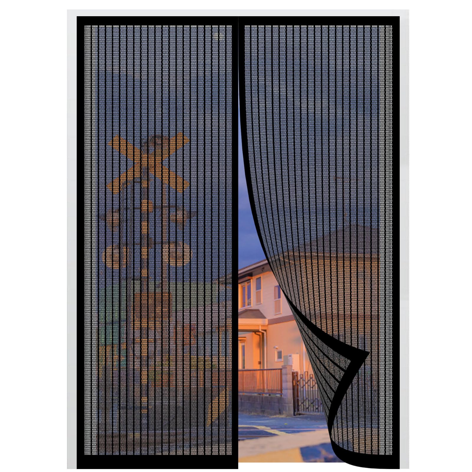 Moustiquaire porte magnétique 120x300 cm rideau noir pour terrasse