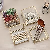 Vista 7 de Hipiwe Joyero de cristal dorado de 4 niveles, apilable, organizador de baratijas, caja de vidrio decorativa, soporte para puntas de Q, soporte