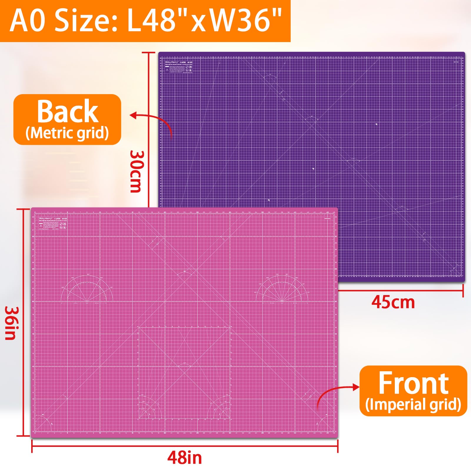 Alfombrilla de corte autorreparable A0 de 91,4 x 121,9 cm, alfombrilla rosa de doble cara