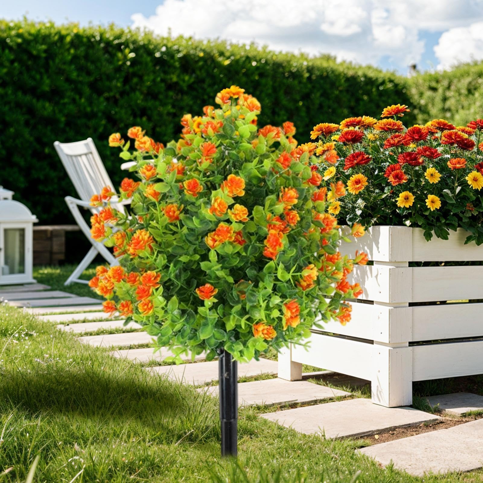 Fleurs artificielles d'extérieur anti-UV tuteur résistant aménagement jardin