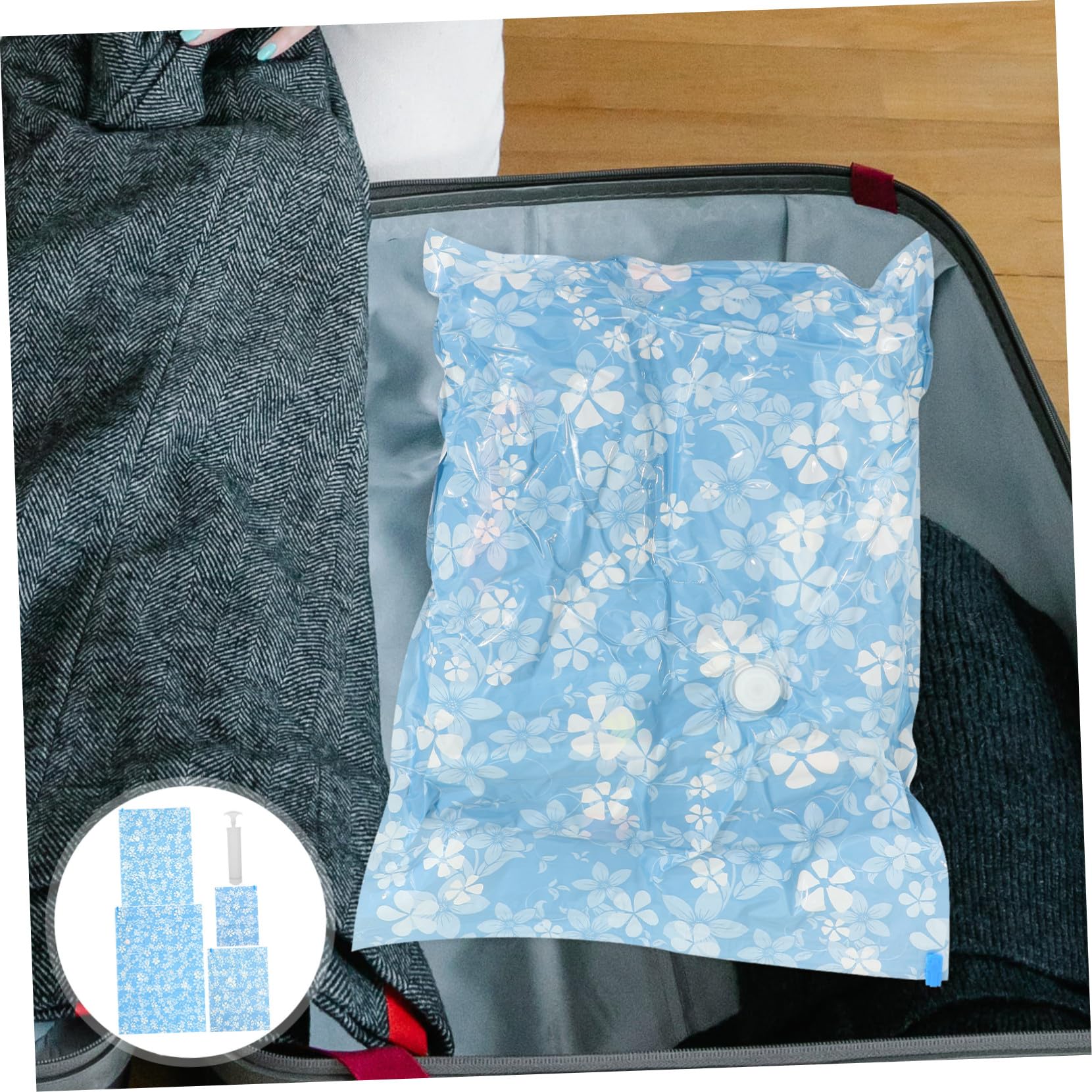 11 Stück Vakuum Kompressionsbeutel für Kleidung, Blau