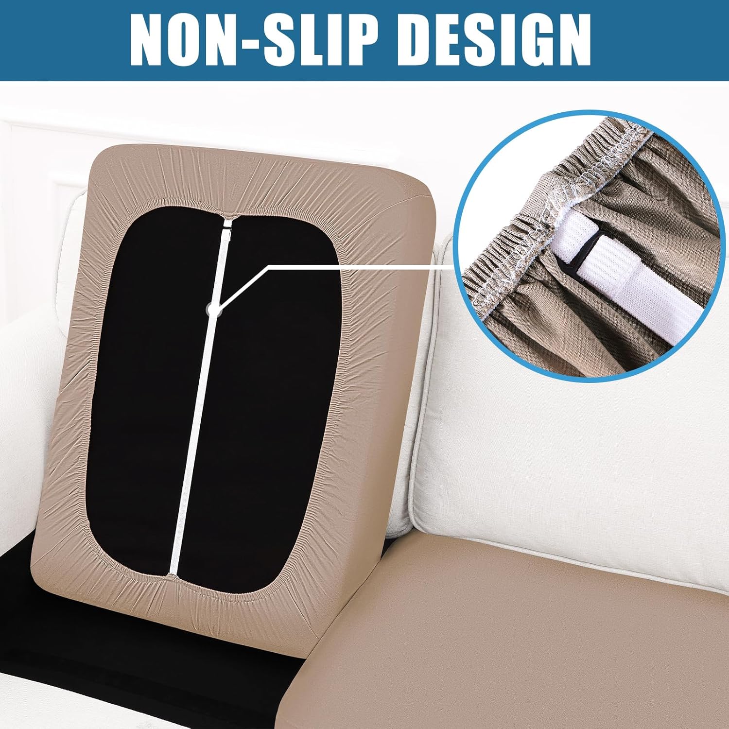 Smiry Waterproof Couch Cushion Covers, Stretch Washable Sofa Cushion Cover, Soft Sofa Slipcover Elastic Non-Slip Furniture Protector for Pets, Kid (3 Pack,Mocha)