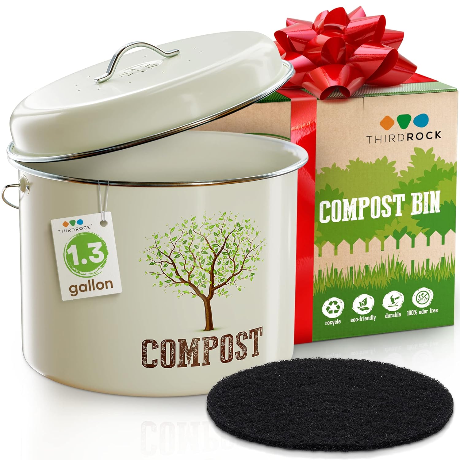 Third Rock Compost Bin for Kitchen Counter 1.3 GALLON 5 LITER