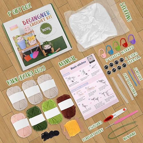 Miniatura 2 de Imcrasy Kit de ganchillo  Kit de ganchillo para principiantes  Kit de ganchillo y tejido para principiantes con lecciones en video paso a paso  Kit
