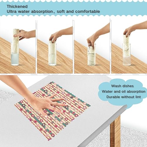 Miniatura 4 de Flowers Striped Quality Decorative Kitchen Microfiber Towels Quick Dry 6 Pack Flour Sack Kitchen Towels for Countertop Table