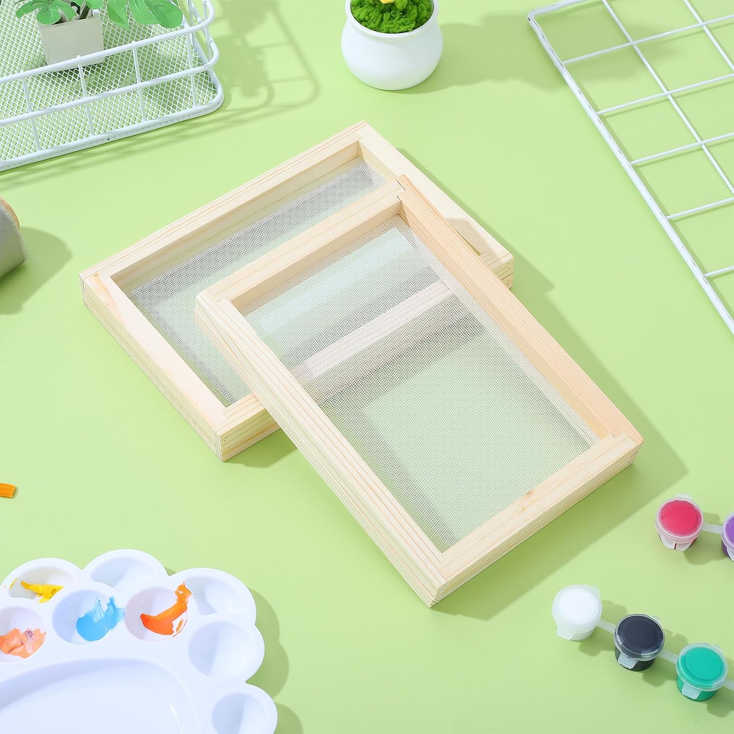 Homoyoyo 2pcs Wooden Paper Making Screen