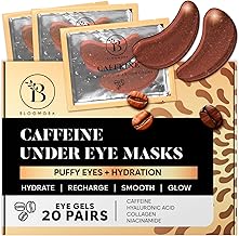 BLOOMORA Caffeine Eye Patch (20 Pairs) Niacinamide Hyaluronic Acid Eye Mask Eye Mask Eye Patch Dark Circles Bags Moisturizing Dark Circles Mask Illuminating for Women and Men