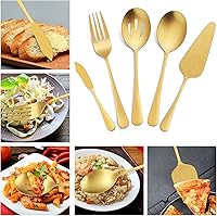 Vista 6 de LIANYU Juego de cubiertos de oro mate de 77 piezas con cuchillos para carne y utensilios de servir, moderno juego de cubiertos de acero inoxidable