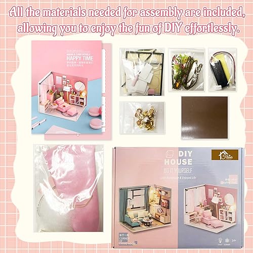 Miniatura 27 de Flever Kit de casa de muñecas en miniatura, habitación creativa con escena de apartamento tipo loft para regalo romántico de obras de arte