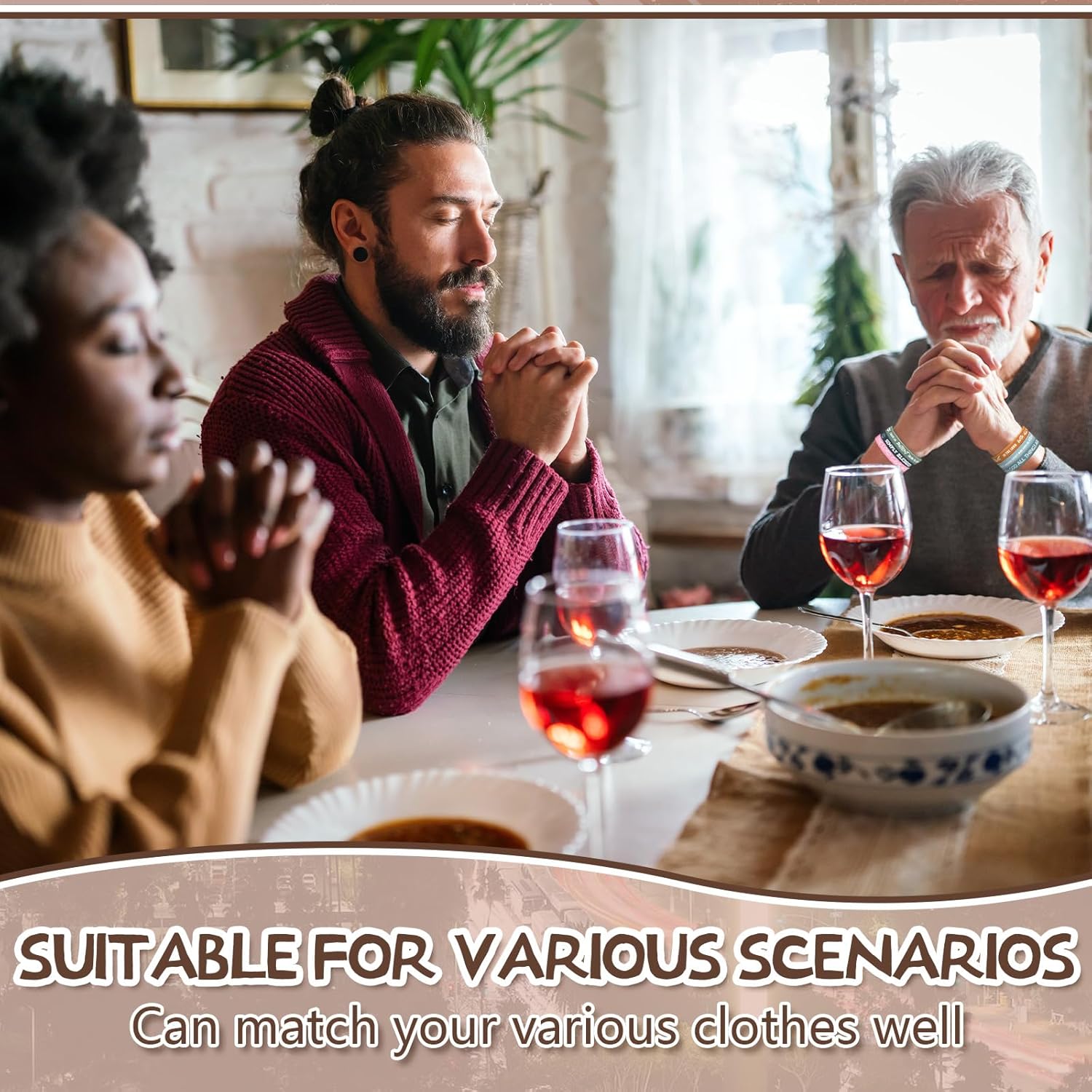 Syhood 200 Pcs Religious Silicone Bracelets Bulk Christian Scripture Rubber Bible Verse Bracelets Inspirational Spiritual Wristbands for Men Women Party Gifts(Light Color) - Image 5