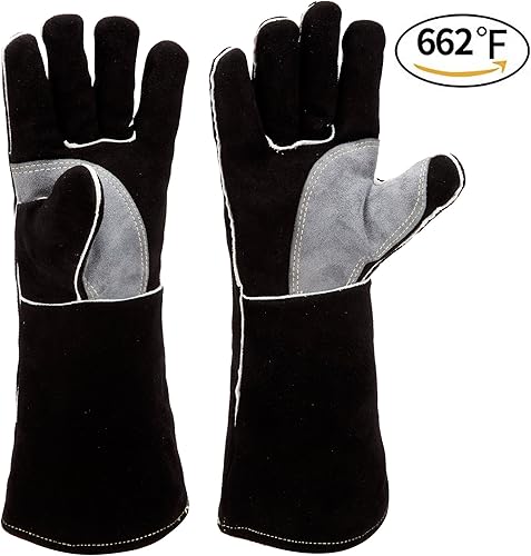 Miniatura 17 de RAPICCA Guantes de soldadura de 16 pulgadas, 662 ℉, forja/Mig/Stick de cuero extremadamente resistente al calor con costuras de Kevlar, perfectos
