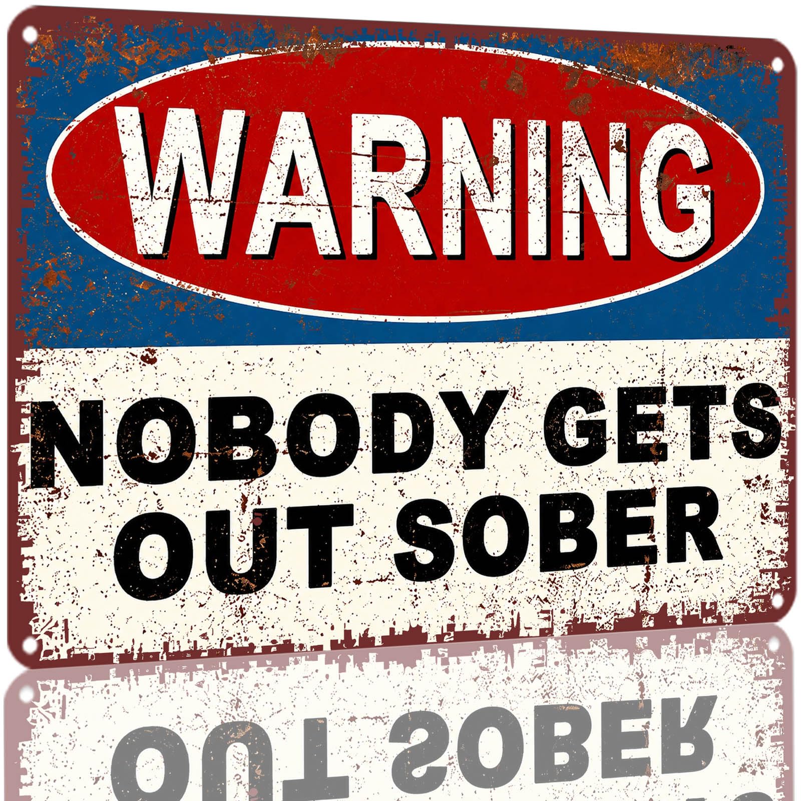 Kwqdozf As Pic Vintage Warning Nobody Getssober Metal Tin Sign 8X12 Inch Aluminum Wall Dec