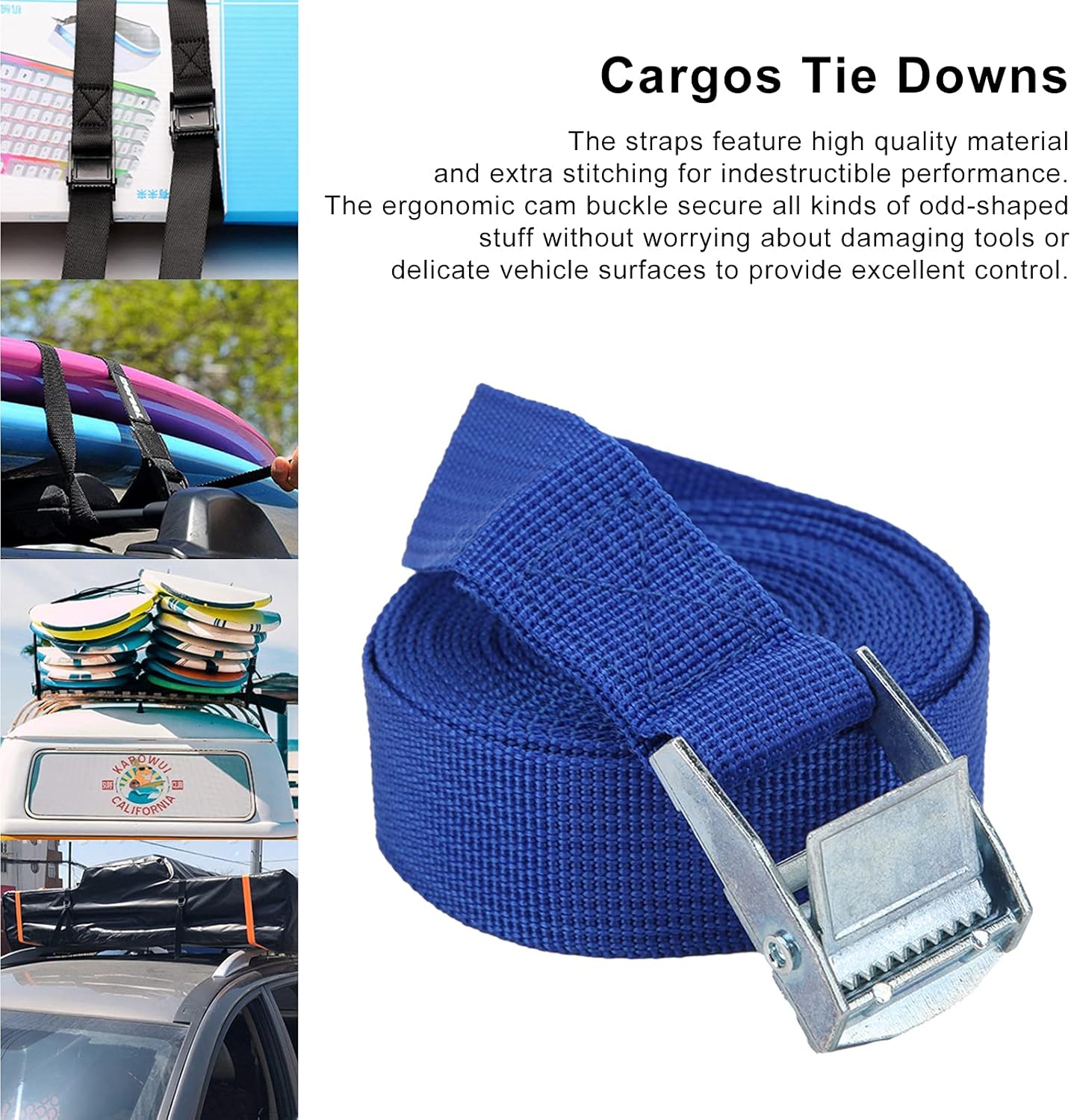 Zinc Alloy Ratchet Tie Down Straps Heavy Duty Lashing Straps Cargo Tie Downs for Luggage Blue (hm/13.1ft)