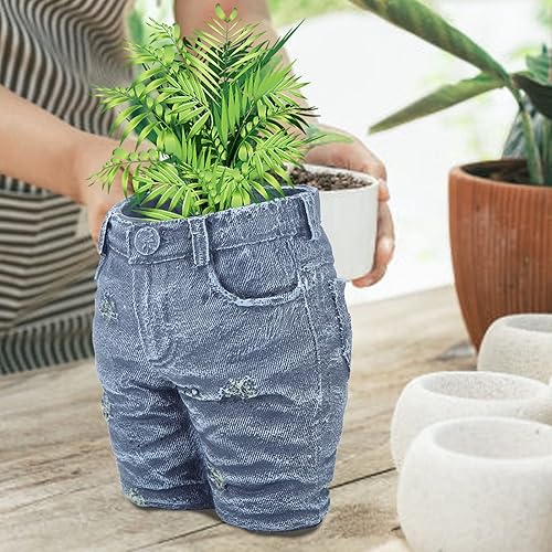 Miniatura 5 de Luqeeg Pantalones de mezclilla creativos, maceta de flores, figuras de jardín con forma de resina retro, maceta decorativa para el hogar, césped,