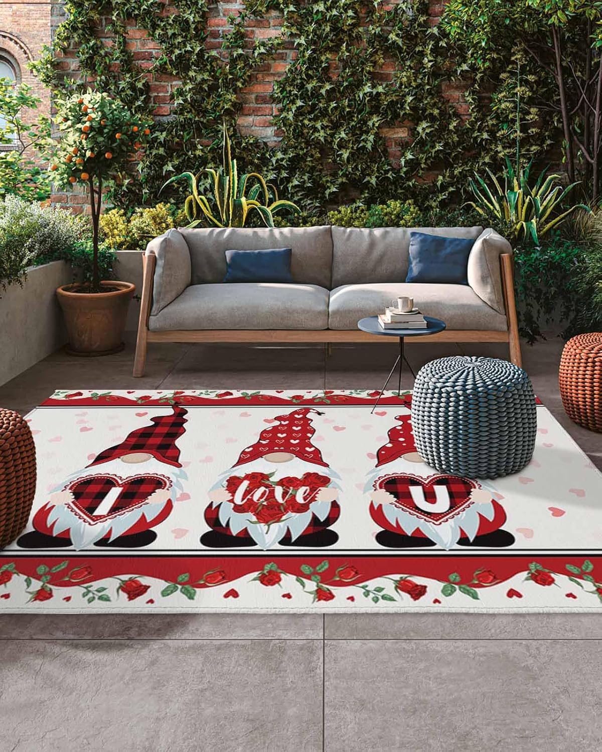 Outdoor Rugs Mats, Reversible EasyCleaning Carpet, Red