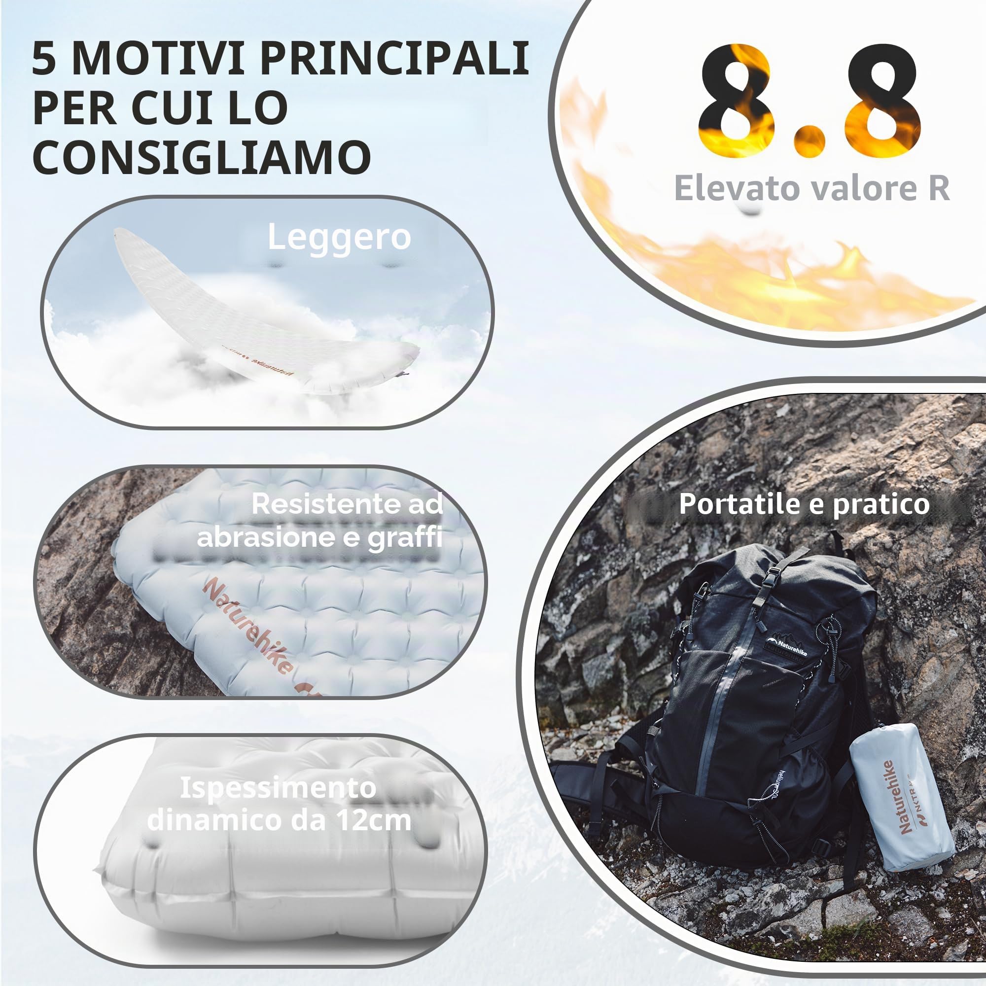 Naturehike Thermal 8.8 R Value - Materassino da campeggio