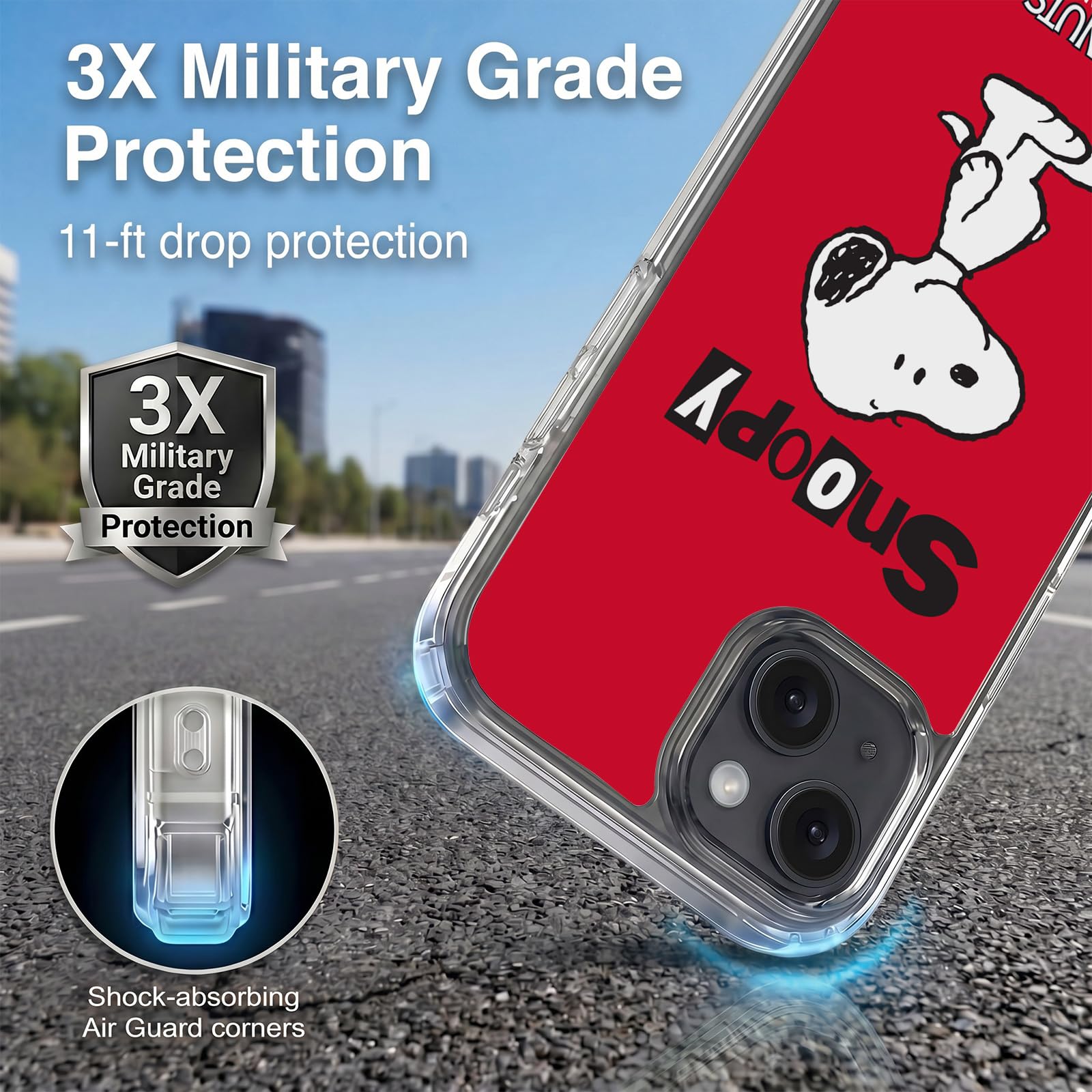 Head Case Designs Licenza Ufficiale Peanuts Snoopy Personaggi Custodia in Gel [Protezione di Grado Militare] Compatibile con Apple iPhone 15 E Compatibile con MagSafe