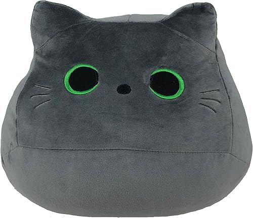 Miniatura 6 de Mochi - Peluche de gato suave de 12 pulgadas, cojín Kawaii de peluche para decoración del hogar, cumpleaños, día de San Valentín, accesorios (negro)