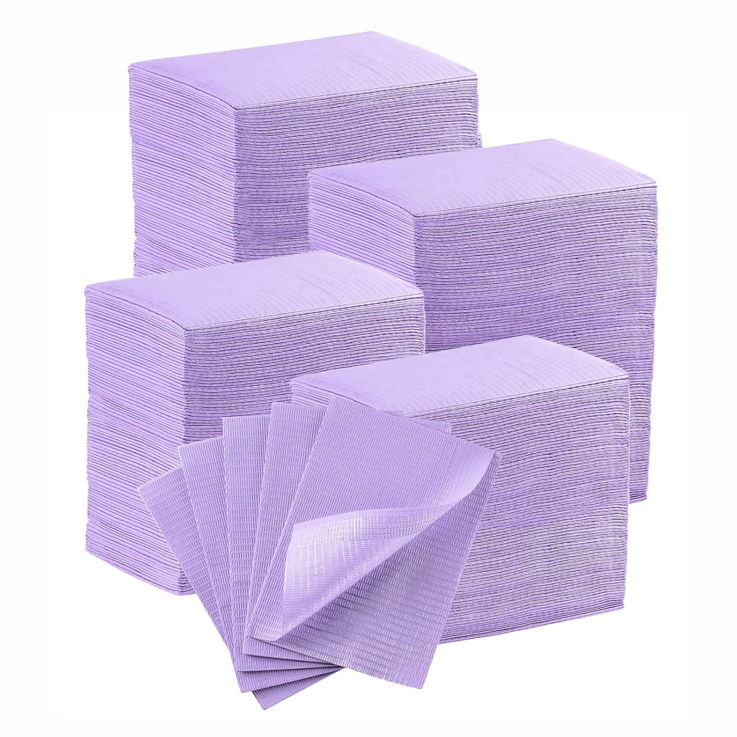 JMU 750 Dental Bibs, 2-Ply Paper 1-Ply Film Purple Dental Bibs Disposable, 13" x 18" Tray Covers