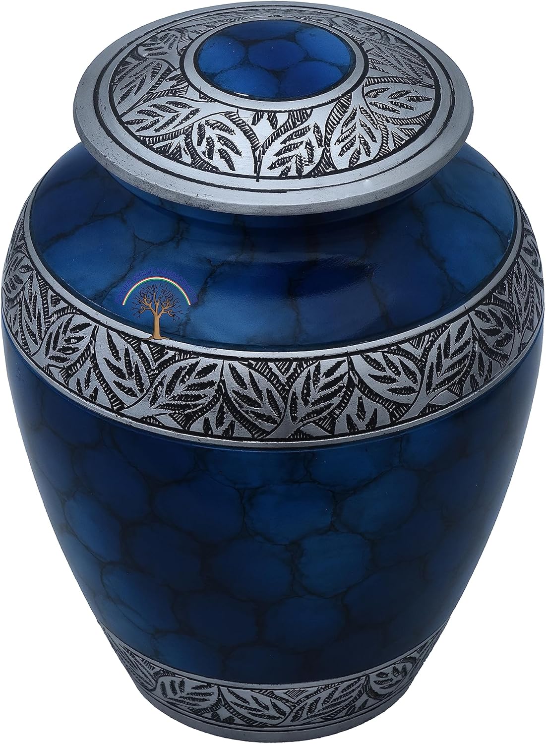 Cremation Urns for Human Ashes - Decorative Urns, Urns for Human Ashes Female & Male, Urns for Ashes Adult Female, Funeral Urns (Blue Silver)