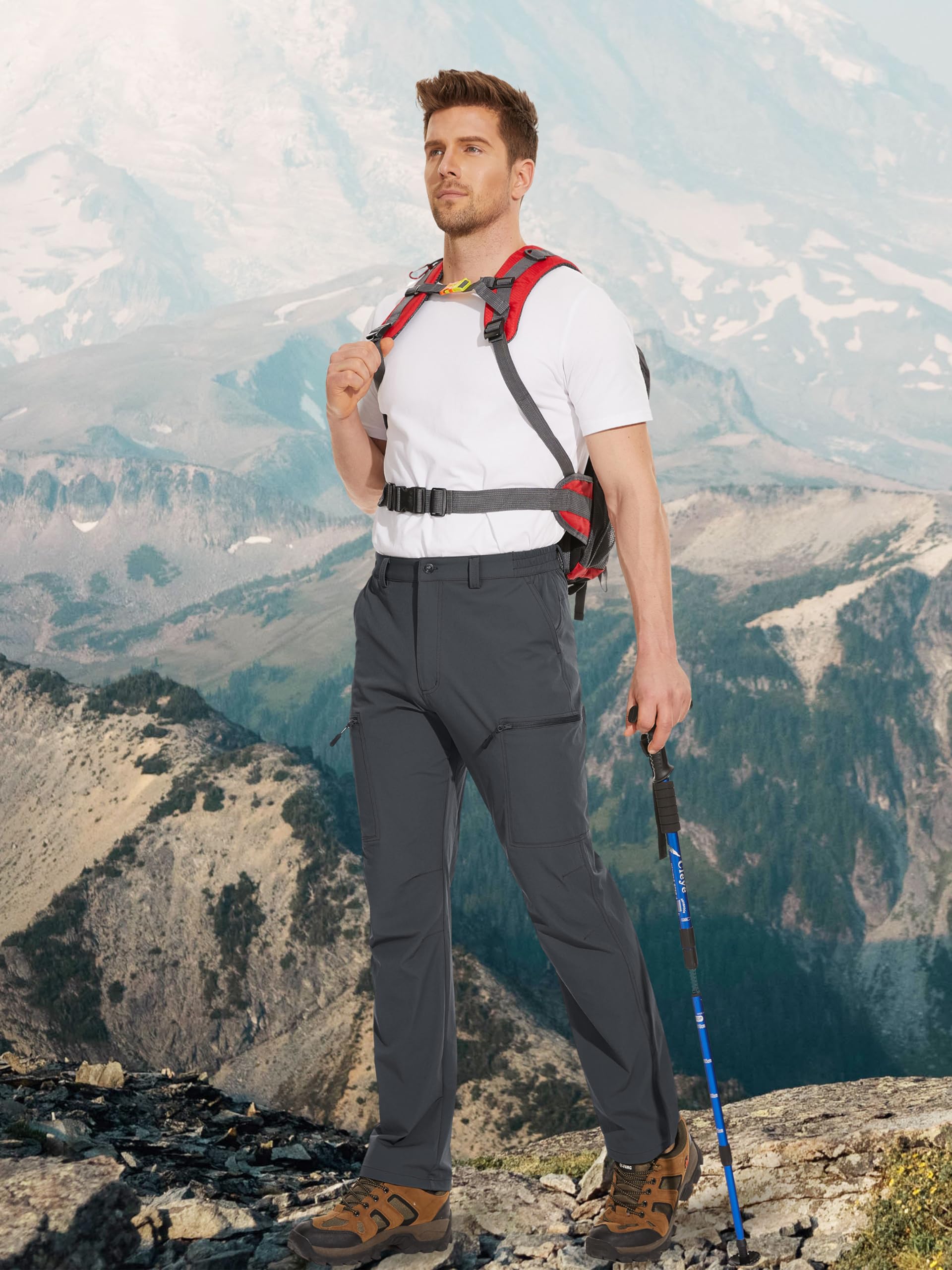 MAGCOMSEN Men's Hiking Pants 6 Pockets,Water Resistant Ripstop Outdoor Pants,Lightweight Quick Dry Fishing Work Pants - 3