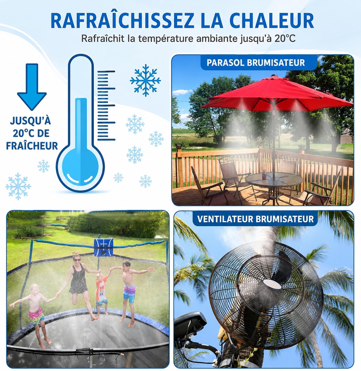 Brumisateur Exterieur Terrasse, Système de Refroidissement par Brumisation Extérieur, Arrosage Automatique pour Jardin,pour Brumisateur Terrasse Jardin Serre ANI (18M)