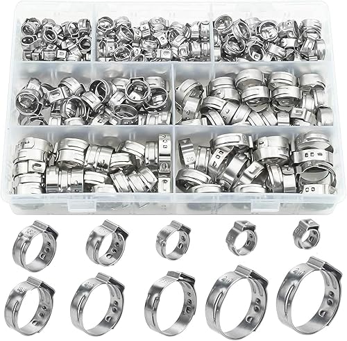 Miniatura 9 de Paquete de 40 abrazaderas de manguera de oreja simple de 0.276 in-0.343 in, abrazaderas de cincha PEX, abrazaderas de manguera de crimpado de acero