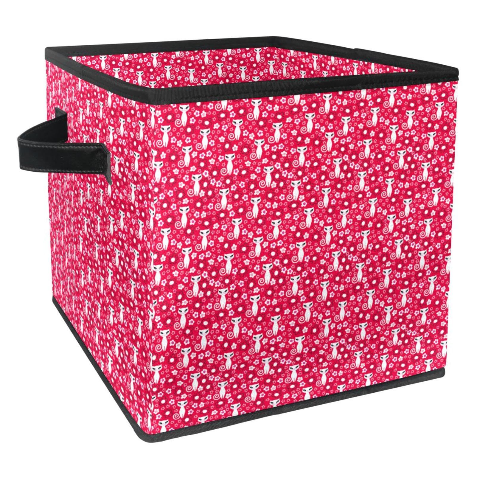 Boîte de rangement pliable pour chambre d'enfant et salon chat blanc