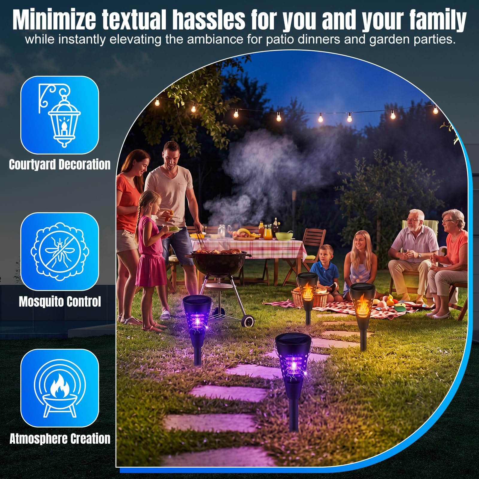 Qualirey Lot de 12 tue-insectes solaires et tueurs de moustiques d'extérieur étanches en forme de cône Lumière LED Répulsif anti-moustiques pour terrasse, jardin, cour, camping – Design à suspendre