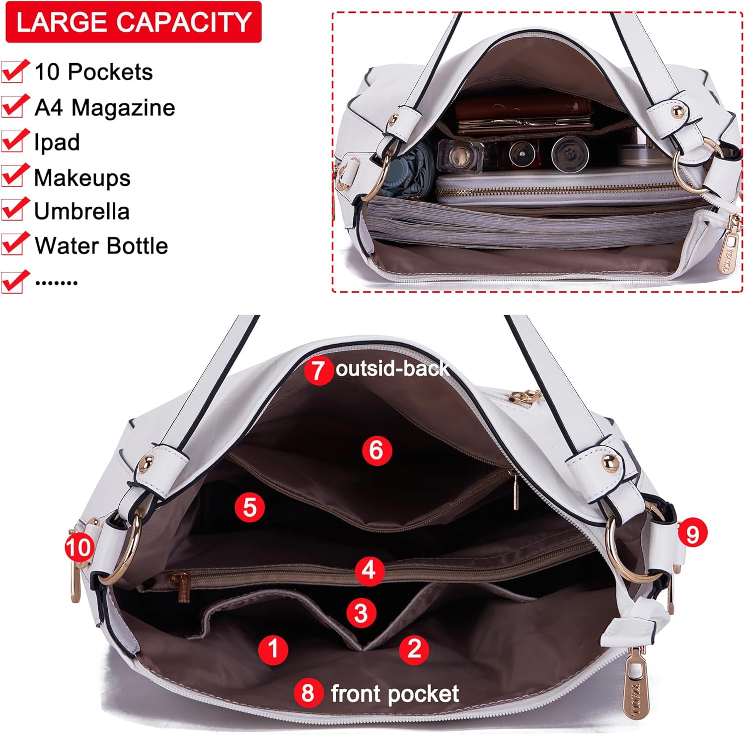 Women Large Crossbody Bags Ladies Satchel Shoulder Handbags Purse and Wallet Set for Women Totes Hobo Purses - Image 7