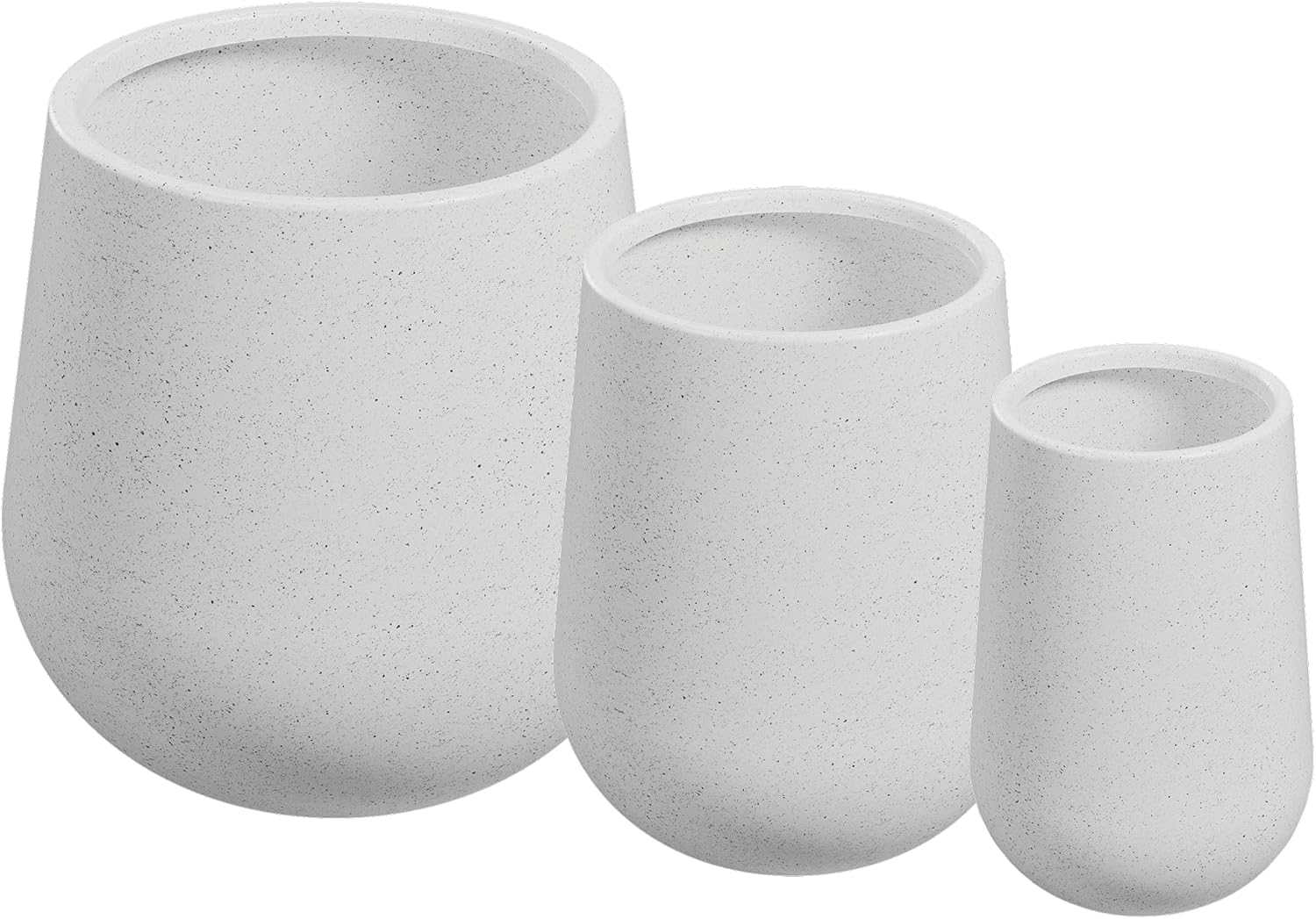 Beuta Large Planters for Outdoor Plants - Set of 3, 8/12/14 Inches Outdoor Planters for Porch - Tall Planter for Outdoor & Indoor Plants | Large Indoor Plant Pot - USA Made - Grey