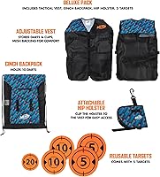 Vista 2 de Nerf Elite Deluxe Tactical Gear Pack – Chaleco táctico con funda de cadera, mochila de cincha y 5 objetivos – Explosión en batalla