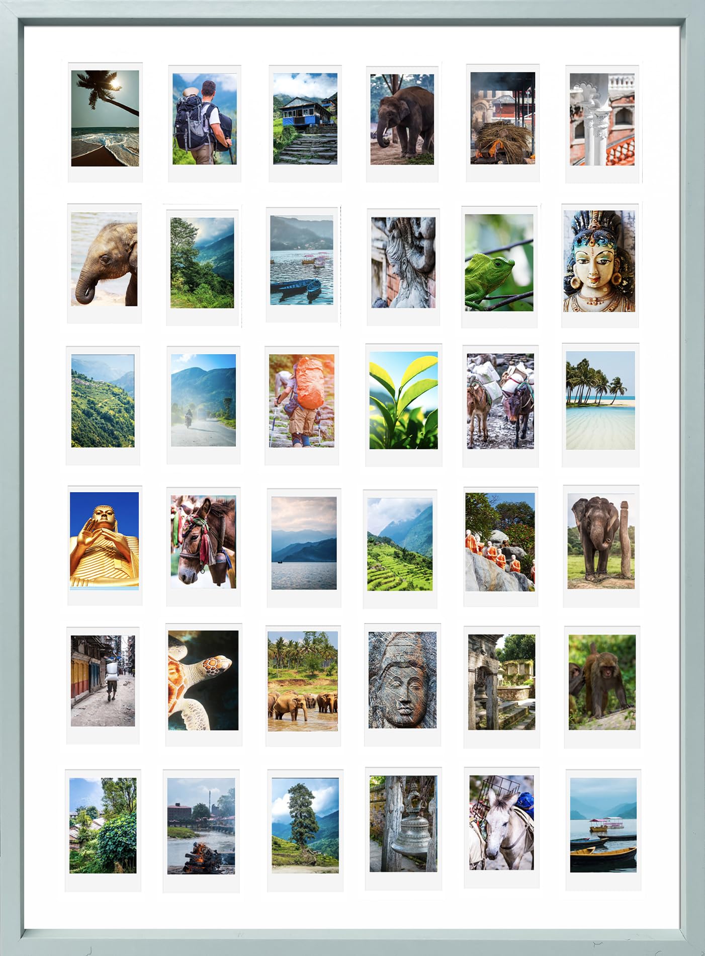 pf+a Perspex Window Instax Mini Multi Photo Frame For 36 Photos - Green A2 Multi Instax Mini Picture Frame