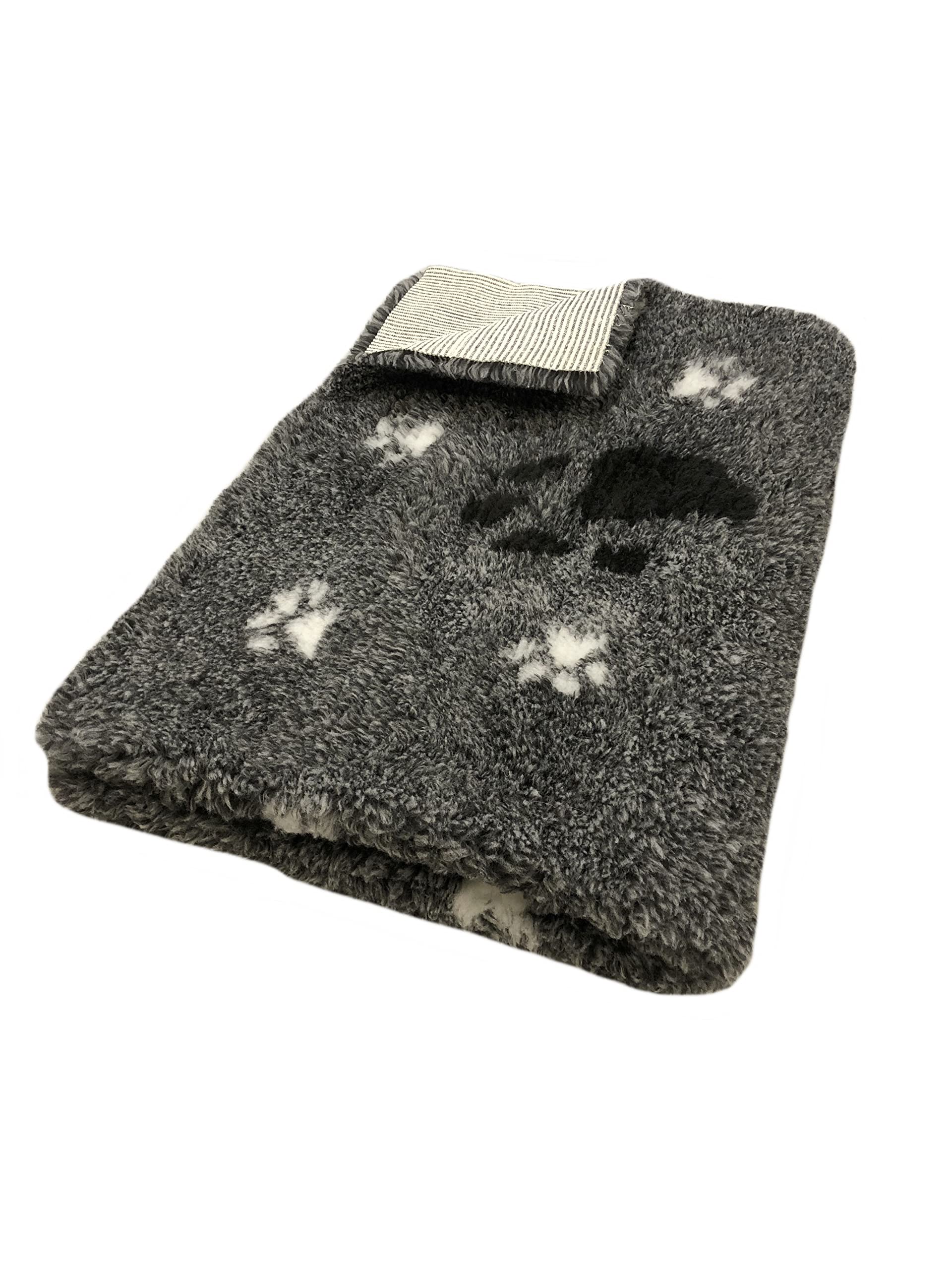 elropet Hundedecke Hundematte Premium 30mm Original rutschfest S/M/L für kleine Hunde/große Hunde Vet Bed höchste Qualitätsstufe (L 160cm X 100cm, Grau + Schwarze Pfote)