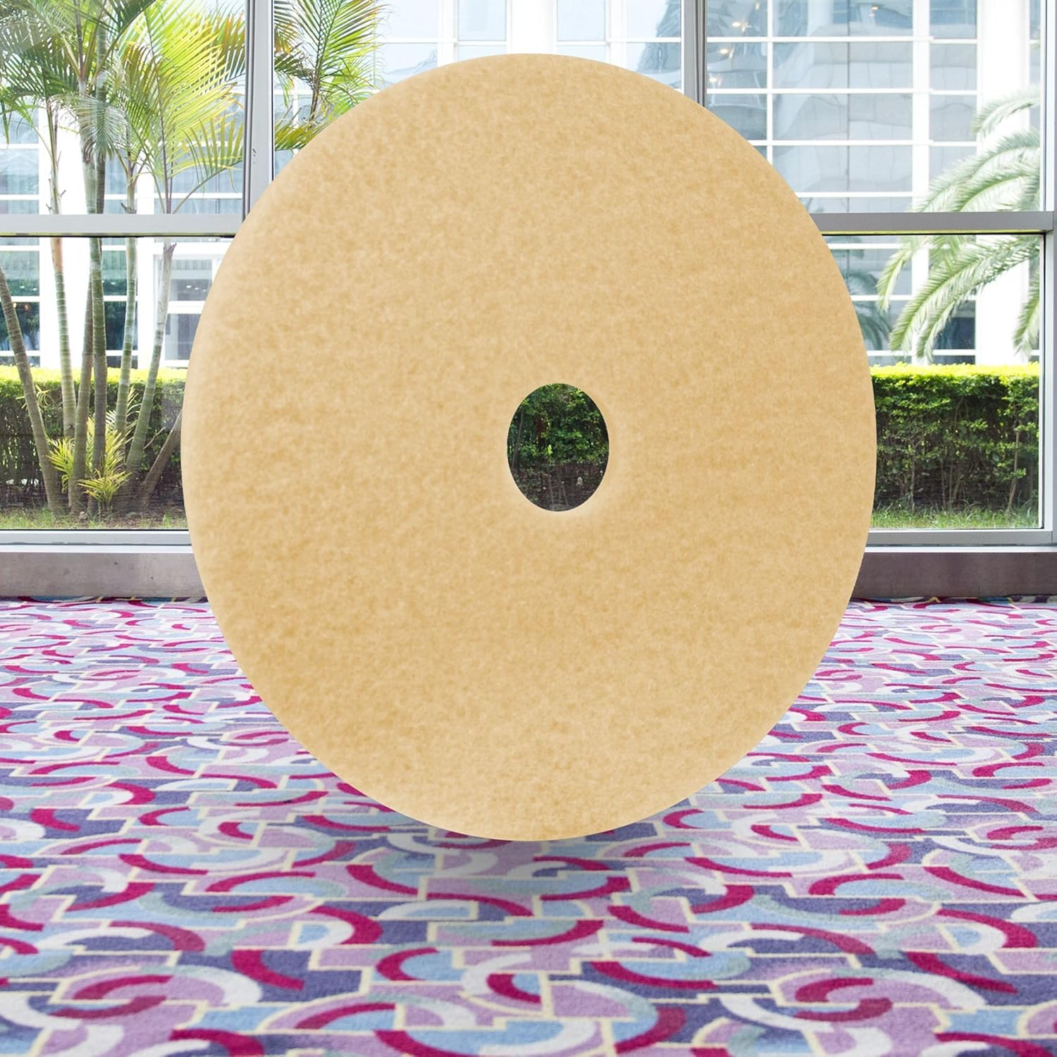 Americo Beige Carpet Cleaning Floor Pad, 19" Diameter, 5 Pads/Case, Made in USA