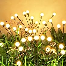 4 Pack Solar Lights Outdoor Garden Fireflies Continuous Lighting 8 LED for Pathway Yard Balcony Decoration (Warm White)