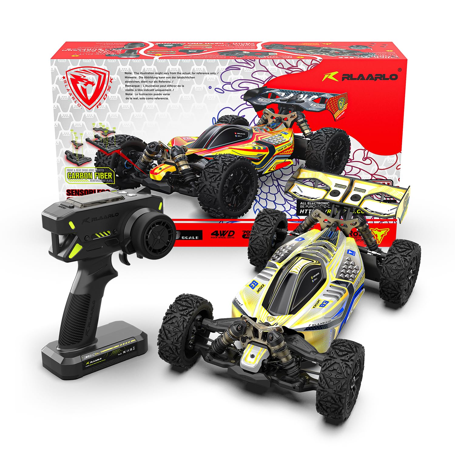 Photo 1 of AMORIL RLAARLO 1/8 Dragon Knight Electric Brushless RC Car for Adults with 80km/h,4X4 RTR Off-Road Buggy,Hobby Racing Competition Grade, Charger and Battery Excluded