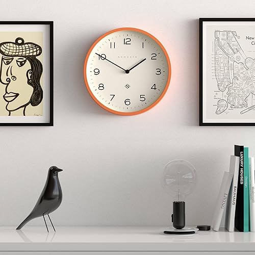 Miniatura 3 de NEWGATE Reloj de pared con número cuatro eco, reloj redondo moderno, 11.8 in, naranja, números fáciles de leer, ideal para cocina, sala de estar u