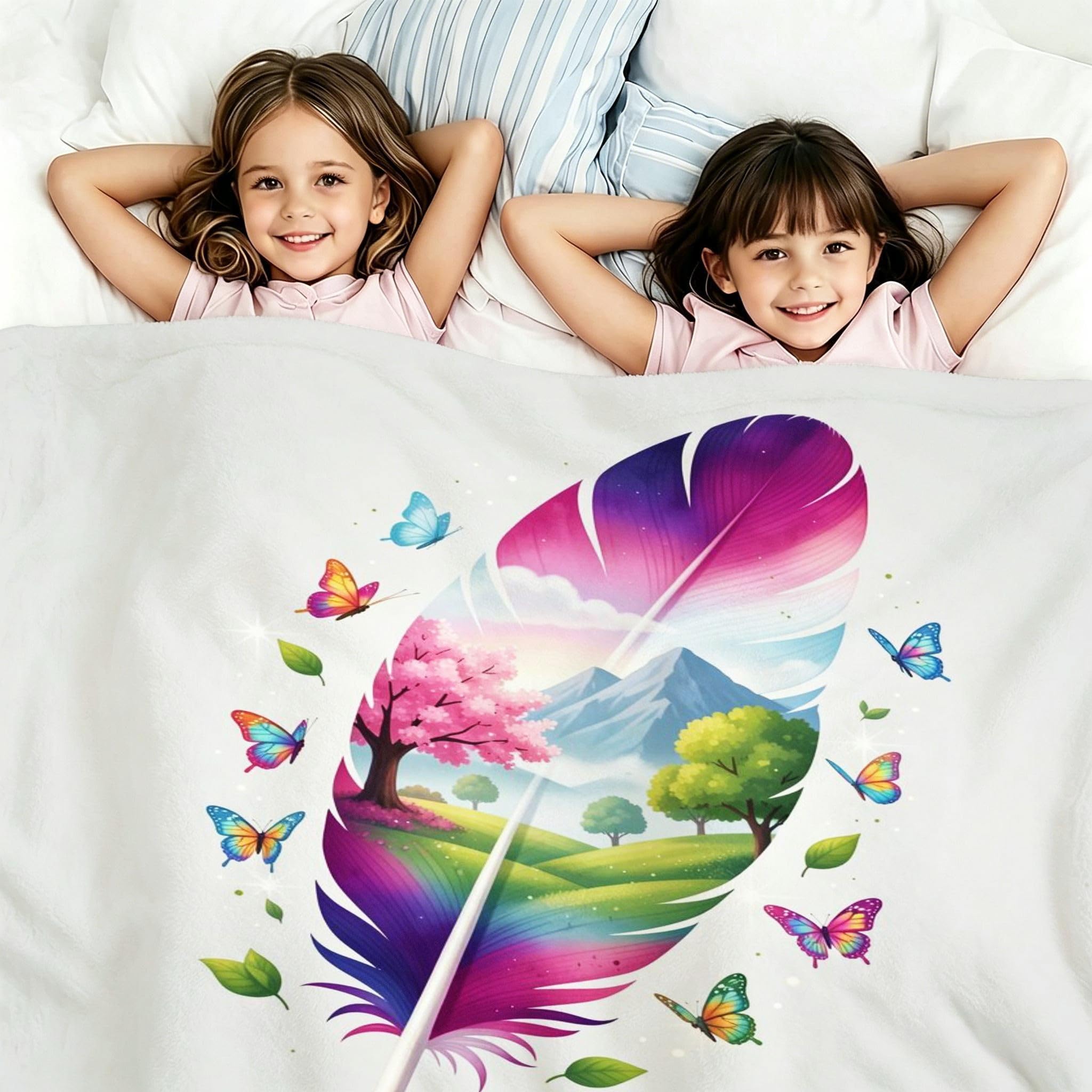 Manta Entretiempo Grande, Plumas de Colores, 220x240 cm, AQ9209