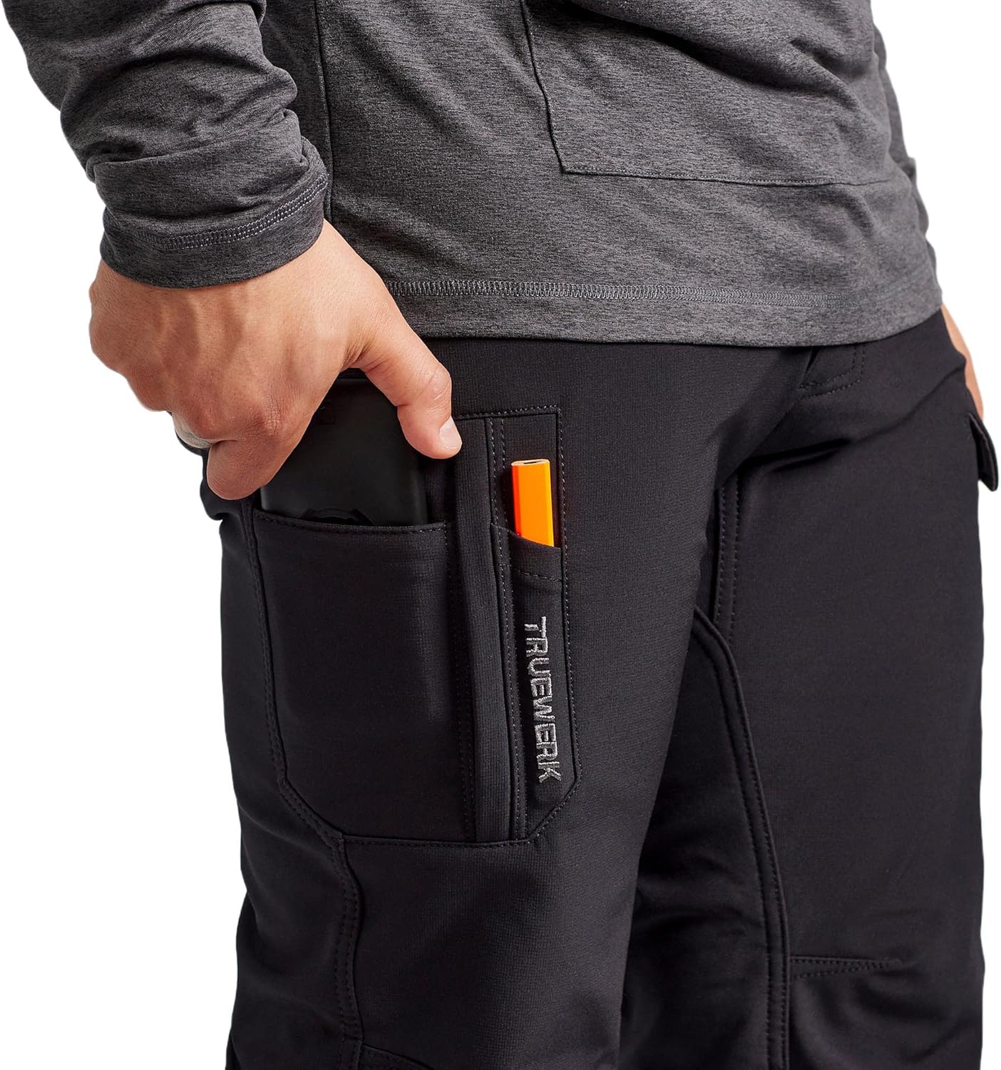TRUEWERK Men’s Workwear Pants - T3 WerkPants - Relaxed Fit, Feece Lined, Waterproof, Cargo Pants with 4-Way Stretch - Image 4