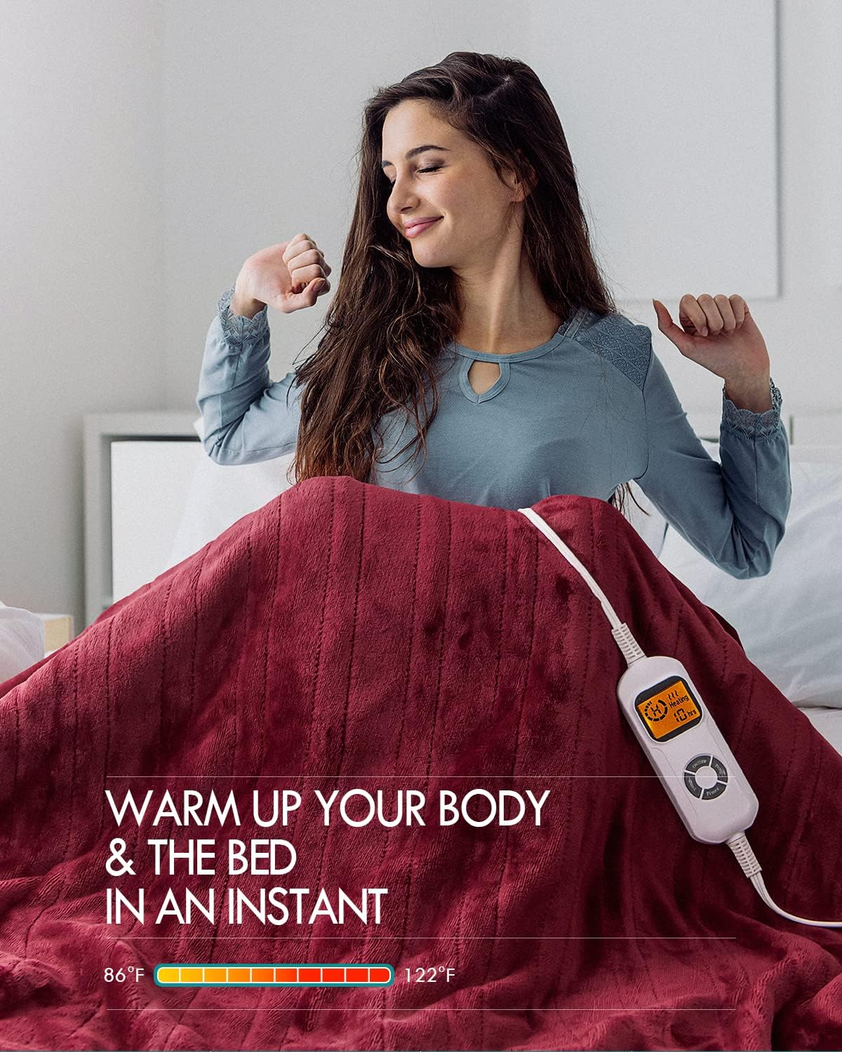 review Kaisa Heated Blanket Electric Throw Red 72