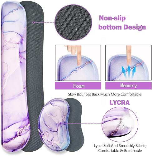 Miniatura 15 de ARTSO Juego de alfombrillas de mouse grandes para juegos, soporte para reposamuñecas para teclado + cojín de muñeca para mouse + alfombrilla de