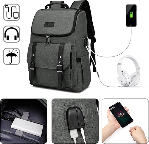 Miniatura 5 de Mochila de trabajo para laptop para mujeres y hombres, mochilas de viaje para computadora de 15.6 pulgadas para profesores de trabajo con carga USB,
